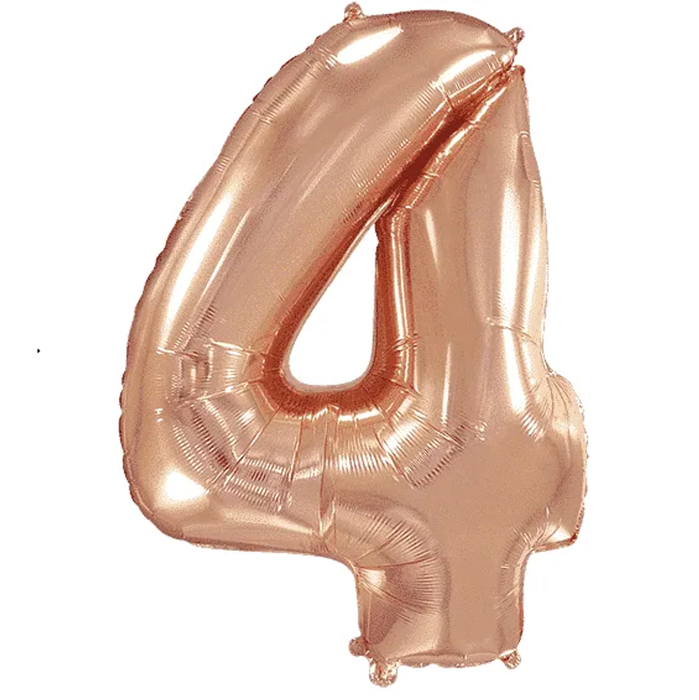 Шар фольга Цифра 4 Rose Gold Розовое Золото 102см с гелием