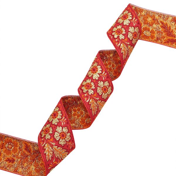 Лента (тесьма) жаккардовая 50.0 мм / 25±1 метров, с метанитом рис. 9560 Яблоневый цвет (6 красный) С3347Г17