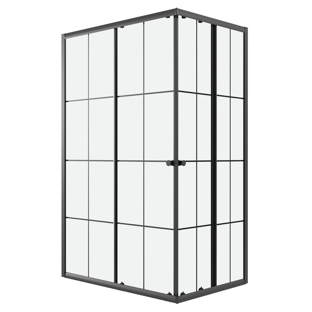 Душевое ограждение Niagara Eco NG-1018-14QKL (100х80х190) прямоугольник,раздвижное,черный,стекло клетка,1 место