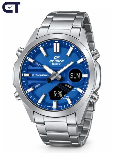 CASIO EFV-C120D-2ADF EDIFICE мужские наручные часы — стальной хронограф с синим циферблатом