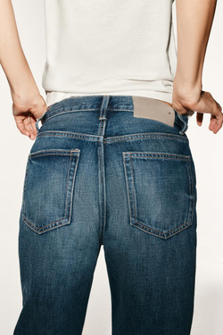 ZARA ДЖИНСЫ TRF STRAIGHT СО СРЕДНЕЙ ПОСАДКОЙ, МОРСКОЙ СИНИЙ
