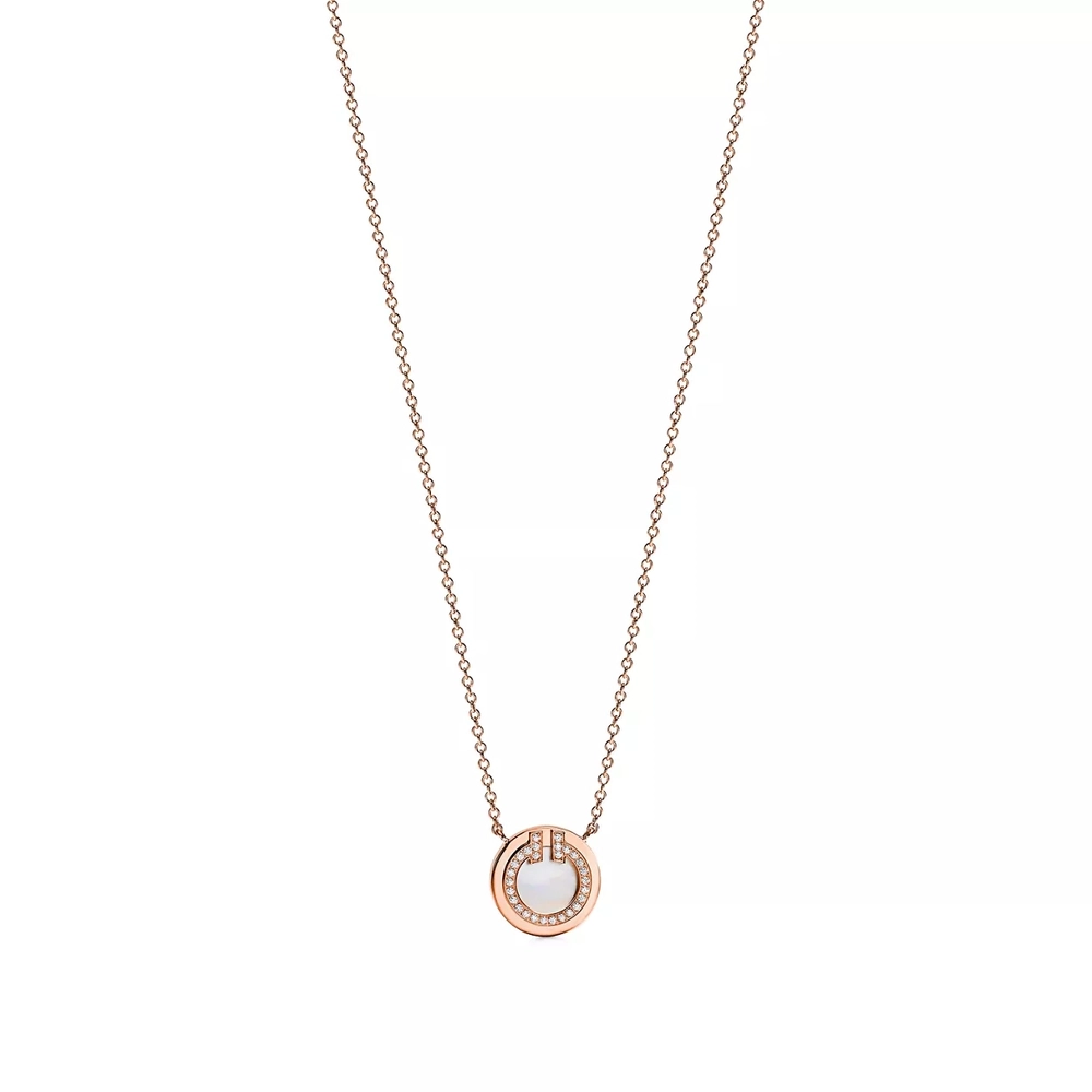 Подвеска из розового золота 18k с перламутром и бриллиантами, Tiffany 💠 T collection - В наличии