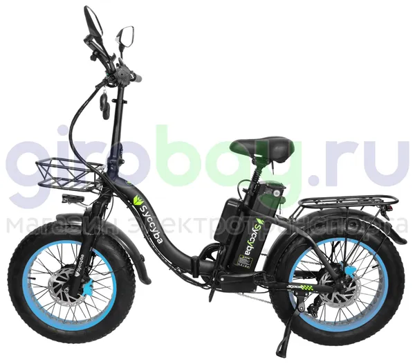 Электровелосипед Syccyba F11 Pro Dual 48V/20Ah (полный привод) - Синий обод фото №4