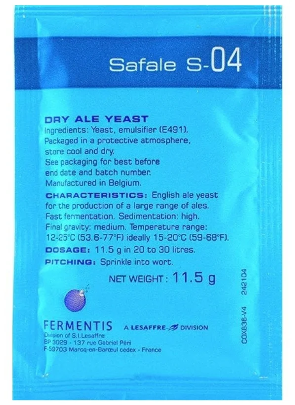 Дрожжи пивные SAFALE S-04