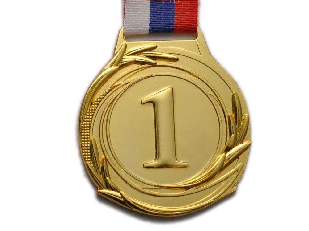 Медаль спортивная с лентой 1 место d - 6,5 см :5604-1