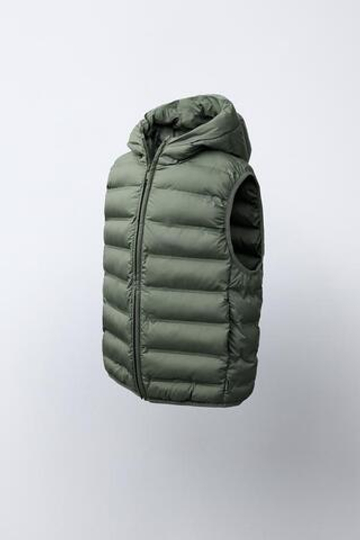 ZARA ЛЕГКИЙ ЖИЛЕТ С КАПЮШОНОМ WATER REPELLENT, ХАКИ