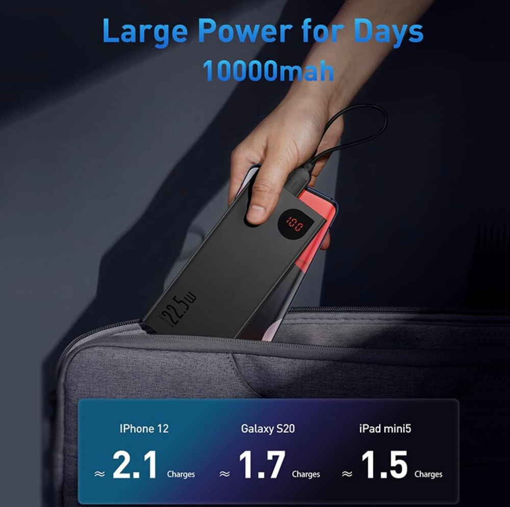 Внешний аккумулятор повербанк Power Bank 10000mAh 22,5W BASEUS