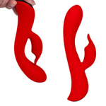 Красный вибромассажер-кролик 5 Silicone Bunny Love - 19,1 см. (Цвет: красный)