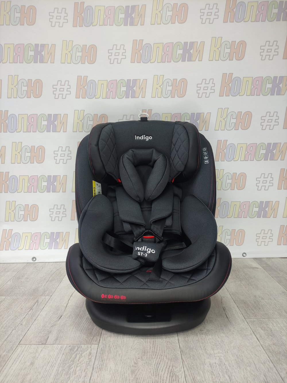 Автокресло детское Indigo Aero ST-3 Isofix группа 0/1/2/3 (0-36) черный-красный