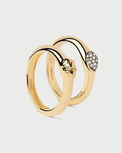 Набор колец The Rocks Ring серебро 925 пробы покрытое золотом