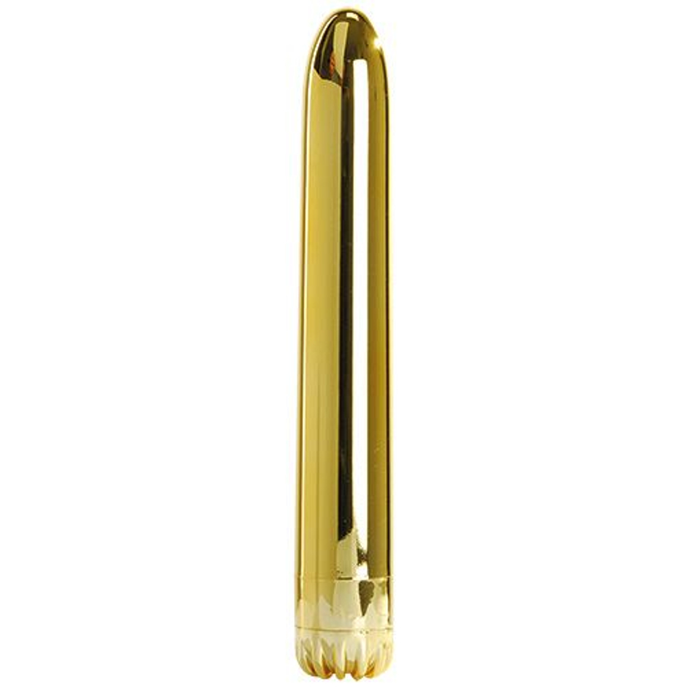 Золотистый вибратор CLASSIC GOLD MEDIUM - 18 см. (Цвет: золото)