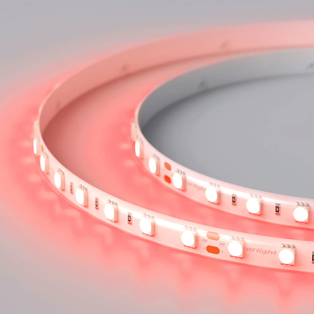 Светодиодная лента RTW 2-5000SE 24V Red 2x (5060, 300 LED, LUX) (Arlight, 14.4 Вт/м, IP65) 015597