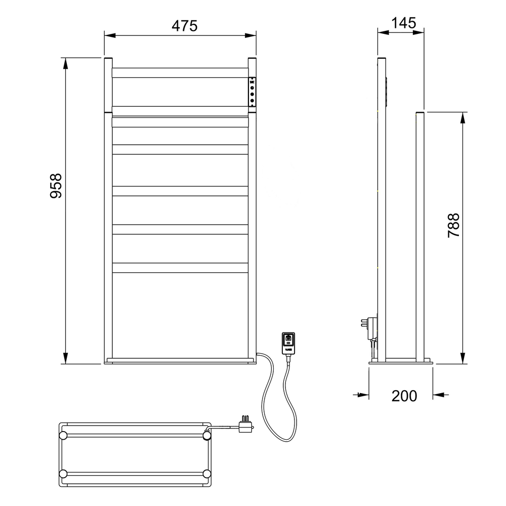 Полотенцесушитель напольный WONZON & WOGHAND ESSEN 95,8x47,5 см никель WW-A407-BR