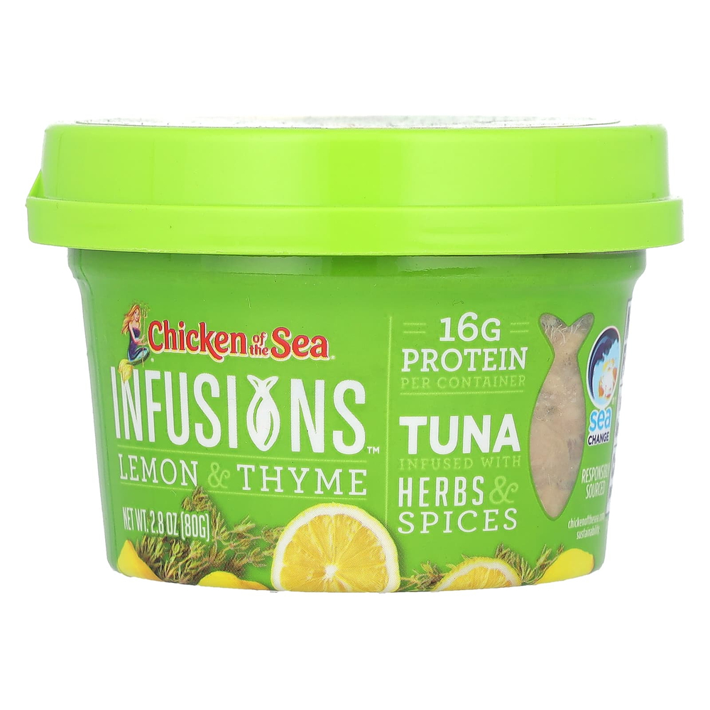 Chicken of the Sea, Infusions, тунец дикого улова, лимон и чабрец, 80 г (2,8 унции)