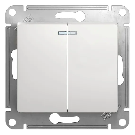 Выключатель двухклавишный с подсветкой Systeme Electric Glossa Белый GSL000153