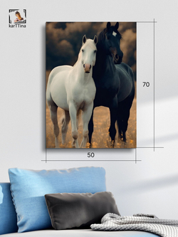 Картина Два коня интерьерная 50x70см 1шт.