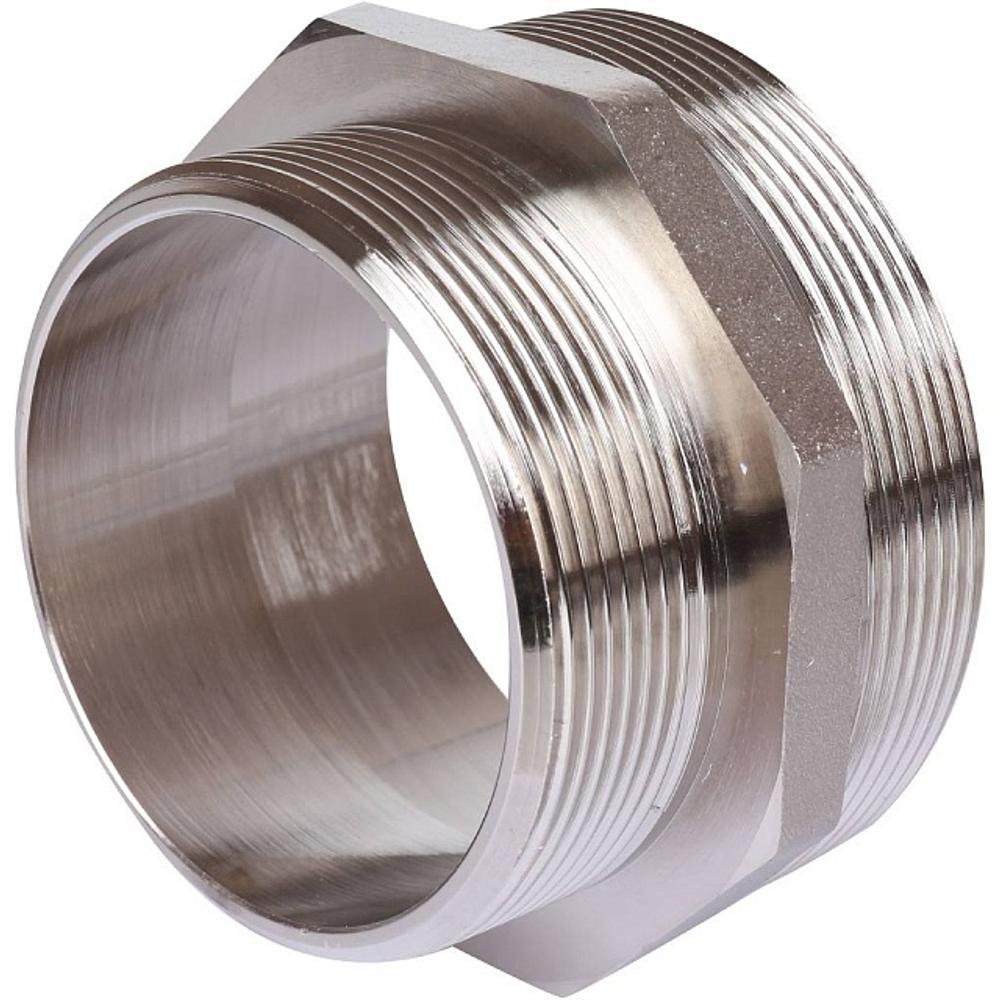 Ниппель редукционный STOUT SFT 0004 - 3" x 2"1/2 (для стальных труб, латунь никелированная)