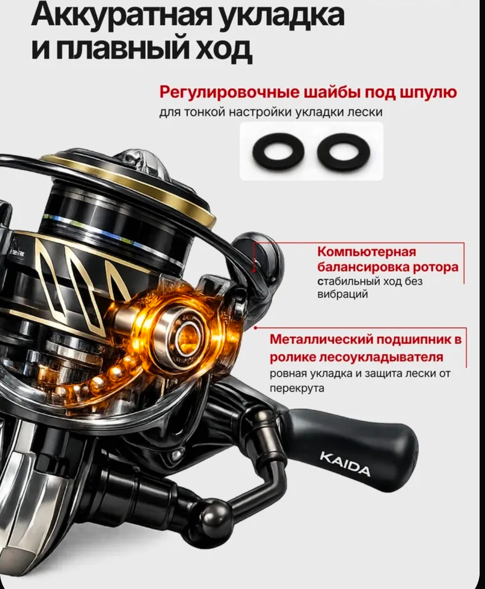 Катушка безынерционная KAIDA REZEL мощная силовая катушка для спиннинга и фидера,
