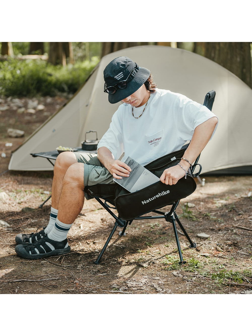 Кресло туристическое Naturehike Clamshell Sea Moon 002 складное, 75х60х91 см, до 120 кг, черное
