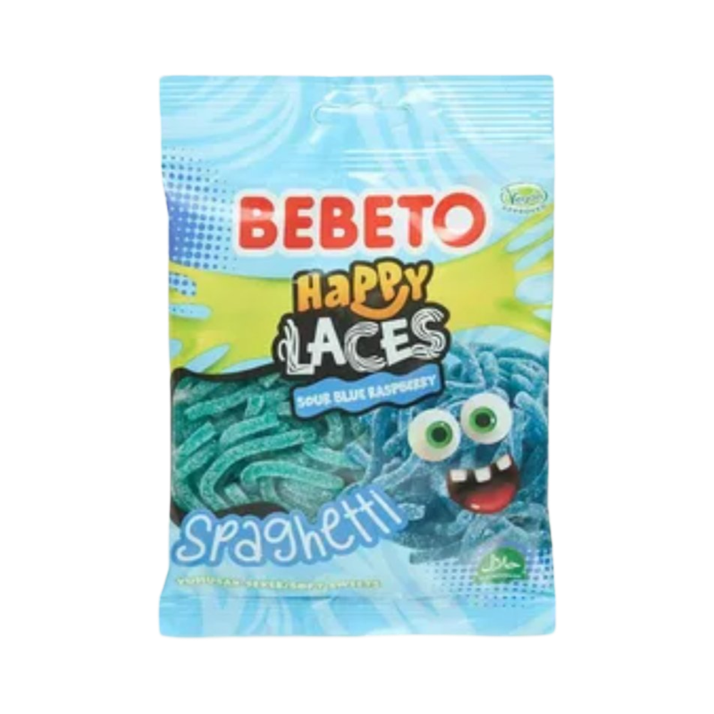 Мармелад BEBETО HAPPY LACES SOUR BLUE RASPBBERRY голубая малина 80г