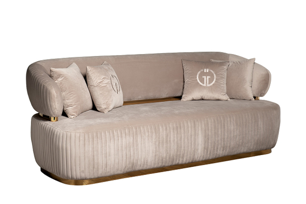 Диван треxместный 86x88x225см Garda Decor Glarus велюровый серый