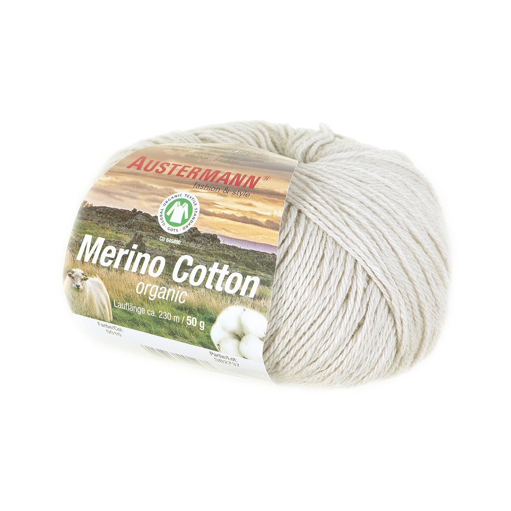 Пряжа Austermann (Аустерманн) Merino Cotton organic / уп.10 мот. по 50 г, 230 м, 12020