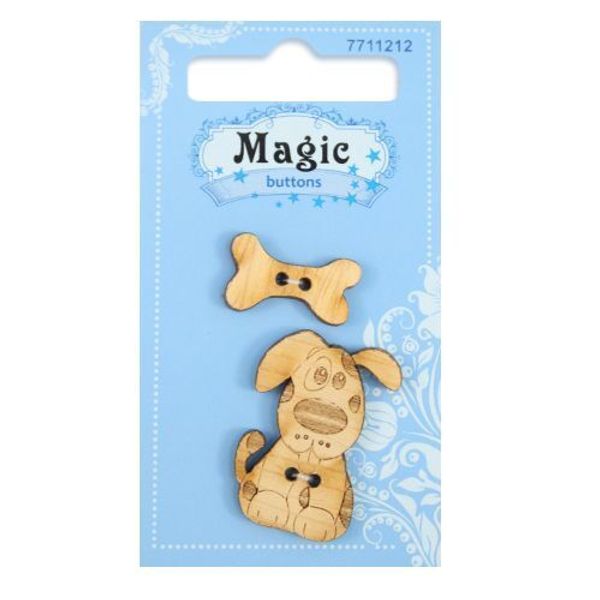 Украшения декоративные: пуговицы Щенок с косточкой, 2 шт, Magic Buttons BBL009-MX-P