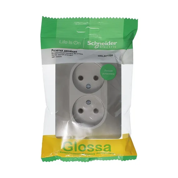 Розетка двойная без заземления Systeme Electric Glossa Платина GSL001220