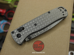 Нож Benchmade 535 Bugout Frag Titanium Damascus A+++ - серый титан, клинок дамаск