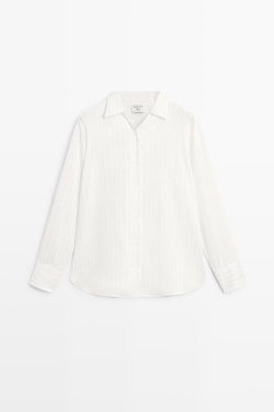 Massimo Dutti Полосатая драпированная рубашка - STUDIO, натуральный/кремовый