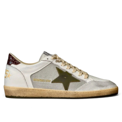 Men's Ball Star in vintage white with green star and croco print heel tab