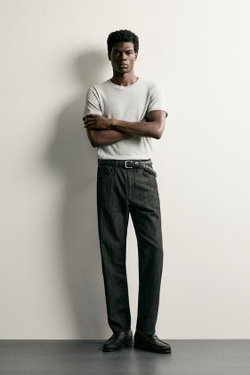 ZARA ЛЕГКИЕ ДЖИНСЫ REGULAR FIT, ЧЕРНЫЙ МЕЛАНЖ