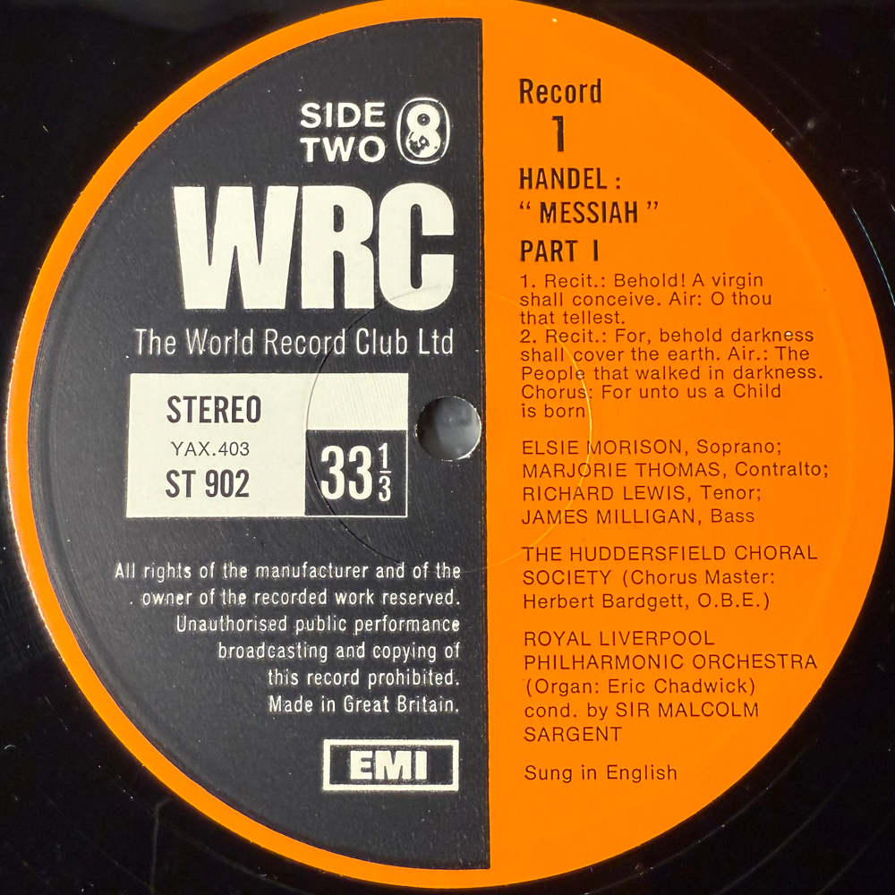 Гендель - Мессия 3LP (Англия 1970г.)