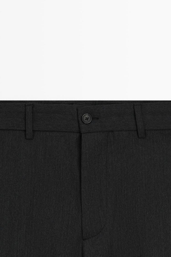 Massimo Dutti Брюки свободного кроя из 100% шерсти в елочку, антрацитово-серый