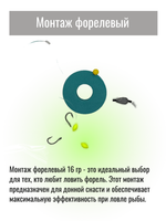 Монтаж форелевый, флюорокарбоновая леска, оливка, медленно тонущий, 100см, 16г