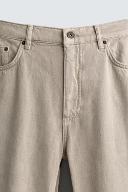 ZARA ЛЕГКИЕ ДЖИНСЫ ИЗ ХЛОПКА И КОНОПЛИ, СВЕТЛО-БЕЖЕВЫЙ