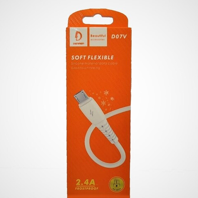 Кабель DENMEN D07V USB-microUSB 2.4A 1м Silicone White