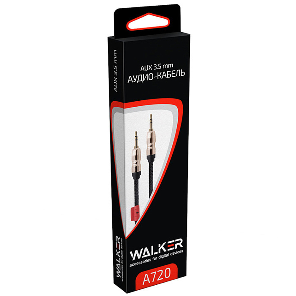 Кабель 3.5 Jack (M) - 3.5 Jack (M) WALKER WCA-720 1.5m матерчатый Black