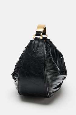 ZARA СУМКА С МЕТАЛЛИЧЕСКОЙ РУЧКОЙ, ЧЕРНЫЙ