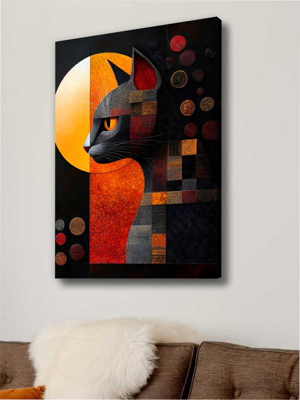 Картина Кот перед закатом модульная 50x70см 1шт.