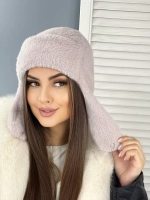 шапка зимняя ушанка из мягкого экомеха меховая