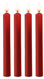 Набор из 4 красных восковых свечей Teasing Wax Candles Large (Цвет: красный)