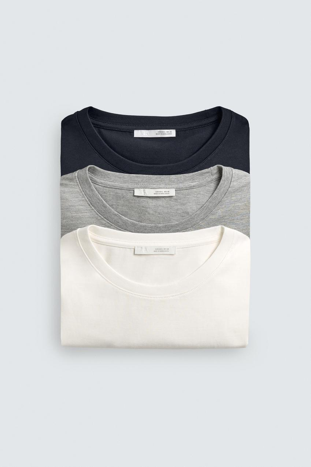 ZARA НАБОР ИЗ 3-Х БАЗОВЫХ ФУТБОЛОК MEDIUM WEIGHT, РАЗНОЦВЕТНЫЙ