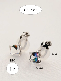 Клипсы Миражи с зелеными кристаллами Swarovski