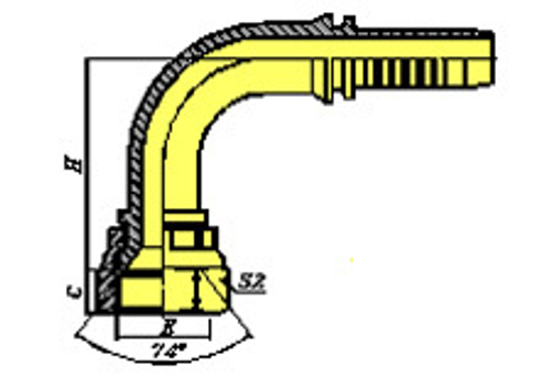 Фитинг DN 12 JIC (Г) 3/4 (90)