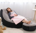 Кресло надувное Intex 68564 Ultra Lounge 137х102х79 см с пуфиком / Шезлонг надувной Интекс велюровый с подстаканником для дома и дачи