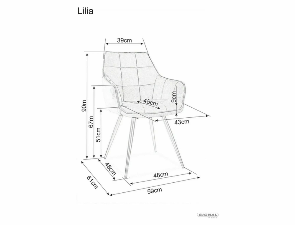 Стул SIGNAL LILIA Velvet Bluvel 14 серый/черный