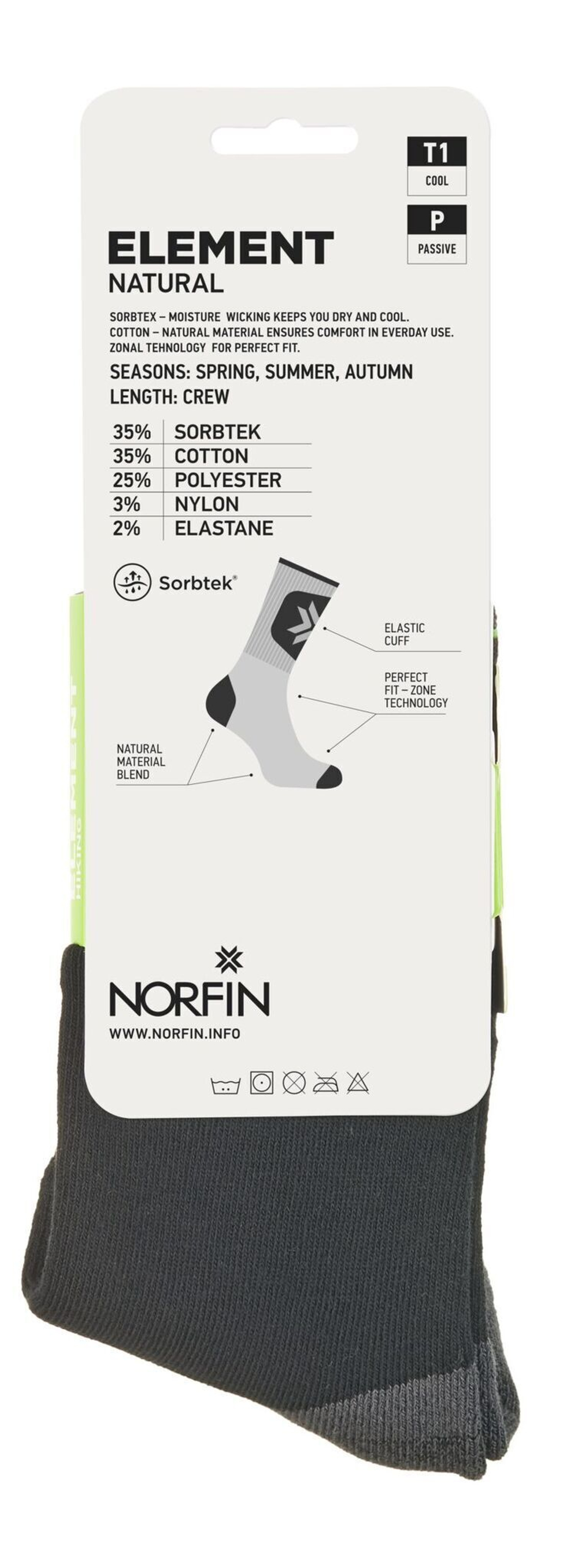Носки Norfin T1P Element Natural Crew