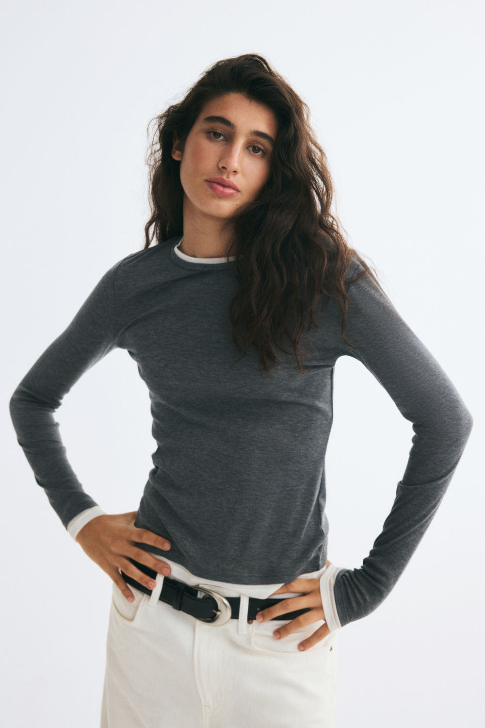 Тонкий трикотажный топ с многослойным видом - H&M