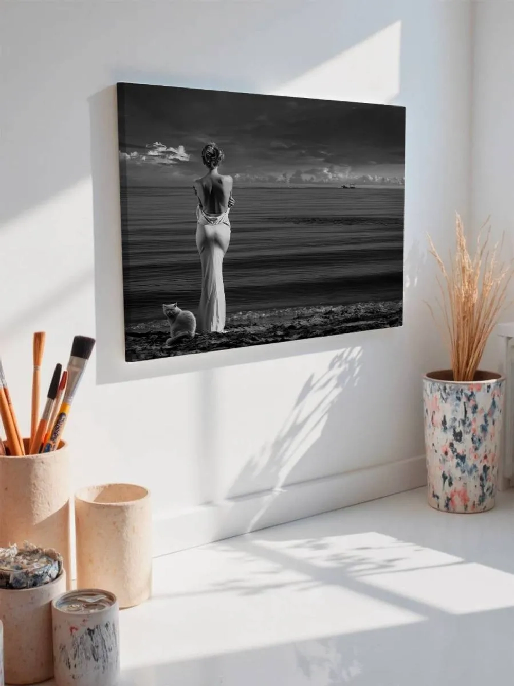 Картина на стену 40 X 50 Девушка и кот